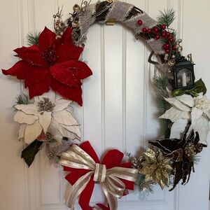 Elegant Wreath with Red and White Poinsettias